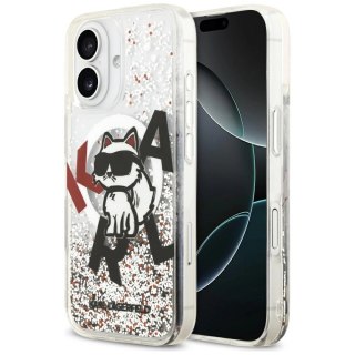 Etui Karl Lagerfeld Liquid Glitter Choupette Logo MagSafe na iPhone 17 - przezroczyste