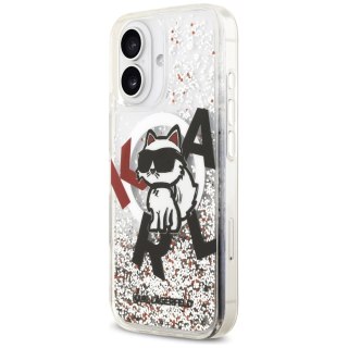 Etui Karl Lagerfeld Liquid Glitter Choupette Logo MagSafe na iPhone 17 - przezroczyste