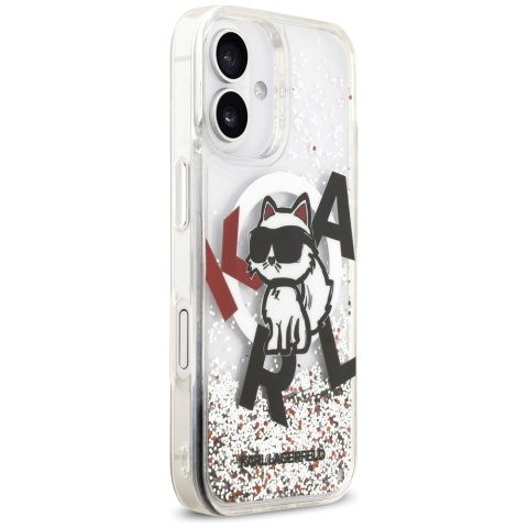 Etui Karl Lagerfeld Liquid Glitter Choupette Logo MagSafe na iPhone 17 - przezroczyste