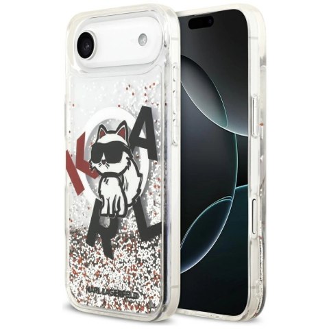 Etui Karl Lagerfeld Liquid Glitter Choupette Logo MagSafe na iPhone Air - przezroczyste