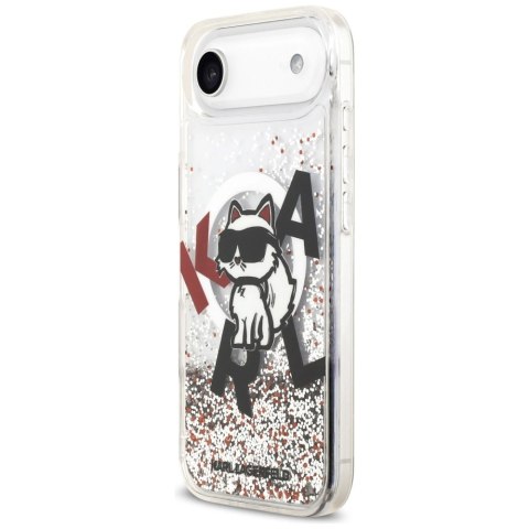 Etui Karl Lagerfeld Liquid Glitter Choupette Logo MagSafe na iPhone Air - przezroczyste