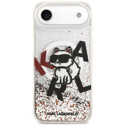 Etui Karl Lagerfeld Liquid Glitter Choupette Logo MagSafe na iPhone Air - przezroczyste