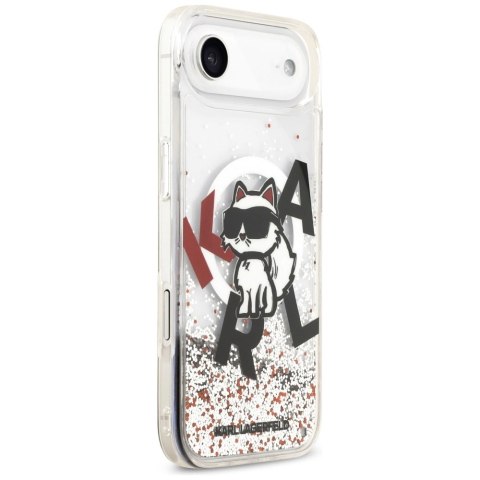 Etui Karl Lagerfeld Liquid Glitter Choupette Logo MagSafe na iPhone Air - przezroczyste