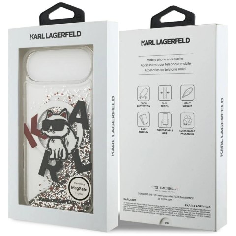Etui Karl Lagerfeld Liquid Glitter Choupette Logo MagSafe na iPhone Air - przezroczyste