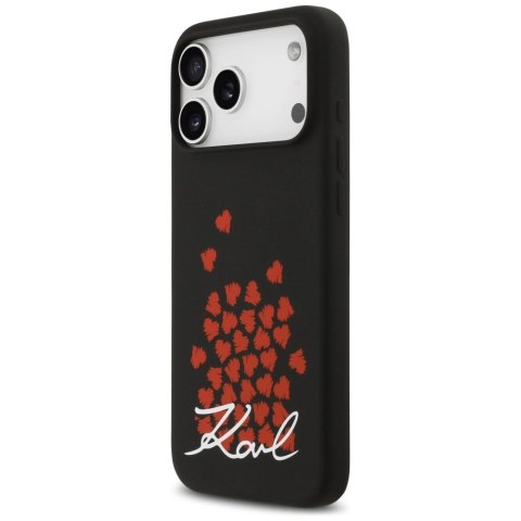 Etui Karl Lagerfeld Silicone Heart Sign Logo MagSafe na iPhone 17 Pro Max - czarne