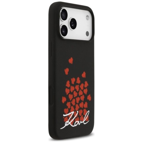 Etui Karl Lagerfeld Silicone Heart Sign Logo MagSafe na iPhone 17 Pro Max - czarne