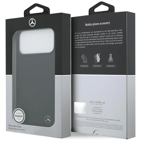 Etui Mercedes Leather Large Laurel Leave MagSafe na iPhone 17 Pro Max - czarne