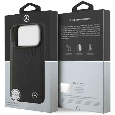 Etui Mercedes Leather Large Laurel Leave MagSafe na iPhone 17 Pro - czarne