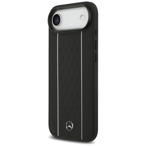 Etui Mercedes Leather Star Pattern Stripes MagSafe na iPhone Air - czarne