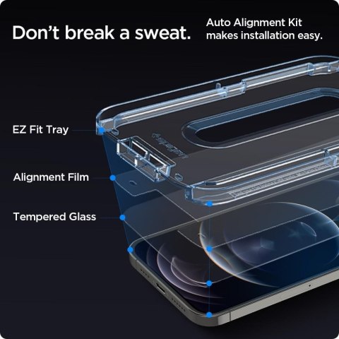 SZKŁO HARTOWANE SPIGEN GLAS.TR "EZ FIT" 2-PACK IPHONE 12 / 12 PRO CLEAR