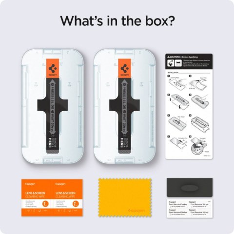 SZKŁO HARTOWANE SPIGEN GLAS.TR "EZ FIT" 2-PACK IPHONE 13 / 13 PRO / 14 / 16E CLEAR