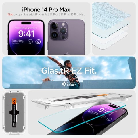 SZKŁO HARTOWANE SPIGEN GLAS.TR "EZ FIT" 2-PACK IPHONE 14 PRO CLEAR