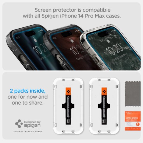SZKŁO HARTOWANE SPIGEN GLAS.TR "EZ FIT" 2-PACK IPHONE 14 PRO MAX CLEAR