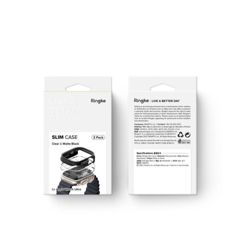 RINGKE SLIM 2-PACK APPLE WATCH ULTRA 1 / 2 / 3 (49 MM) CLEAR & MATTE BLACK