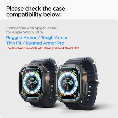SZKŁO HARTOWANE SPIGEN GLAS.TR "EZ FIT" 2-PACK APPLE WATCH ULTRA 1 / 2 / 3 (49 MM) CLEAR