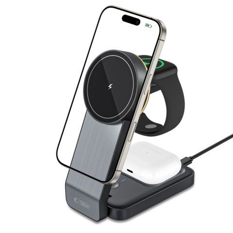 TECH-PROTECT QI15W-A28 3IN1 MAGNETIC MAGSAFE WIRELESS CHARGER BLACK