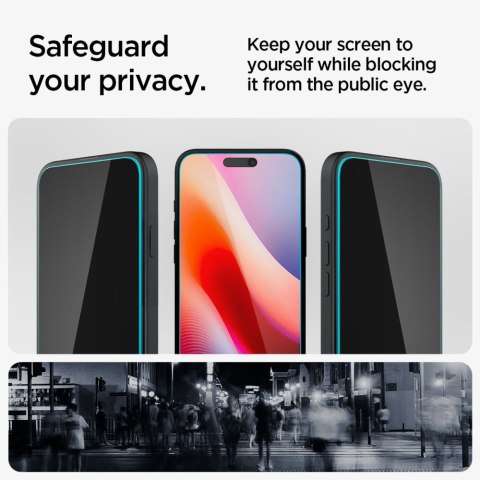 SZKŁO HARTOWANE SPIGEN GLAS.TR "EZ FIT" 2-PACK IPHONE 15 / 16 PRIVACY