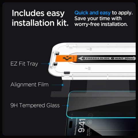 SZKŁO HARTOWANE SPIGEN GLAS.TR "EZ FIT" IPHONE 15 PLUS / 16 PLUS PRIVACY