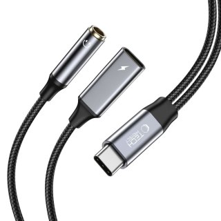 TECH-PROTECT ULTRABOOST CABLE ADAPTER PD 60W / 6A TYPE-C TO MINI JACK 3.5MM & TYPE-C BLACK
