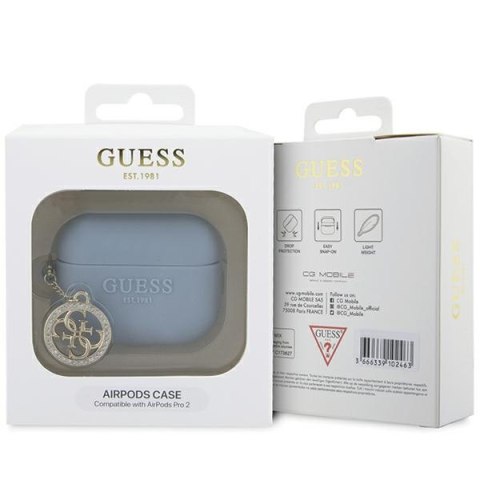 Guess etui do AirPods Pro 2 GUAP23DSLGHDB niebieskie Silicone W/4G Diamond Charm Guess etui do AirPods Pro 2 GUAP23DSLGHDB niebieskie Silicone W/4G Diamond Charm