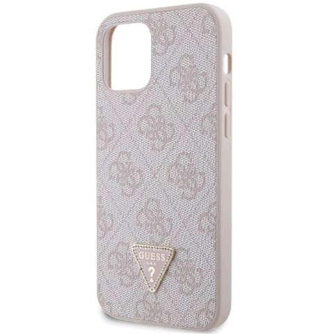 Guess nakładka do iPhone 12 / 12 Pro 6,1" GUHCP12MP4TDSCPP różowa HC PU Leather Metal Logo Strass Crossbody