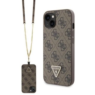 Guess nakładka do iPhone 13 6,1" GUHCP13MP4TDSCPW brązowa HC PU Leather Metal Logo Strass Crossbody