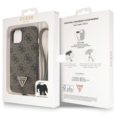 Guess nakładka do iPhone 13 6,1" GUHCP13MP4TDSCPW brązowa HC PU Leather Metal Logo Strass Crossbody Guess nakładka do iPhone 13 6,1" GUHCP13MP4TDSCPW brązowa HC PU Leather Metal Logo Strass Crossbody