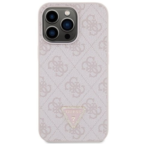 Guess nakładka do iPhone 13 Pro Max 6,7" GUHCP13XP4TDSCPP różowa HC PU Leather Metal Logo Strass Crossbody