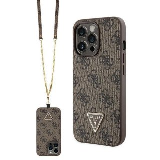 Guess nakładka do iPhone 13 Pro Max 6,7" GUHCP13XP4TDSCPW brązowa HC PU Leather Metal Logo Strass Crossbody
