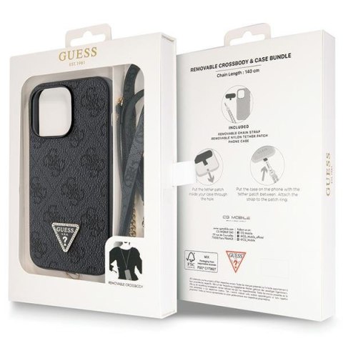 Guess nakładka do iPhone 13 Pro Max 6,7" GUHCP13LP4TDSCPK czarna HC PU Leather Metal Logo Strass Crossbody