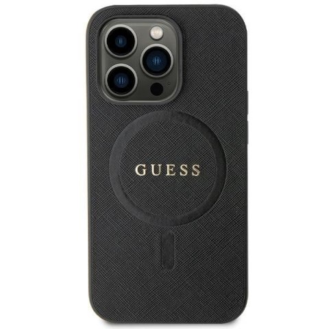 Guess nakładka do iPhone 13 Pro Max 6,7" GUHMP13XPSAHMCK czarna HC PU Saffiano Magsafe