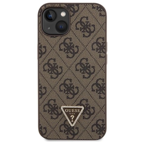 Guess nakładka do iPhone 14 6,1" GUHCP14SP4TDSCPW brązowa HC PU Leather Metal Logo Strass Crossbody