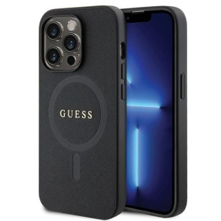Guess nakładka do iPhone 14 Pro 6,1" GUHMP14LPSAHMCK czarna HC PU Saffiano Magsafe