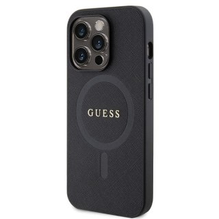 Guess nakładka do iPhone 14 Pro 6,1" GUHMP14LPSAHMCK czarna HC PU Saffiano Magsafe