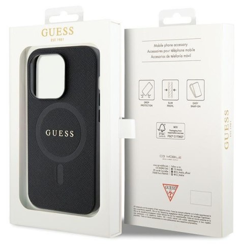 Guess nakładka do iPhone 14 Pro 6,1" GUHMP14LPSAHMCK czarna HC PU Saffiano Magsafe Guess nakładka do iPhone 14 Pro 6,1" GUHMP14LPSAHMCK czarna HC PU Saffiano Magsafe