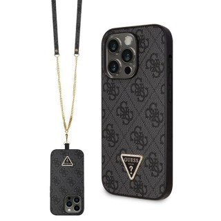 Guess nakładka do iPhone 14 Pro Max 6,7" GUHCP14XP4TDSCPK czarna HC PU Leather Metal Logo Strass Crossbody