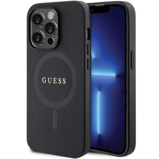 Guess nakładka do iPhone 14 Pro Max 6,7" GUHMP14XPSAHMCK czarna HC PU Saffiano Magsafe