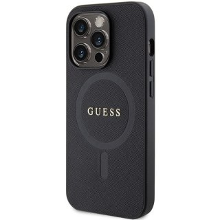 Guess nakładka do iPhone 14 Pro Max 6,7" GUHMP14XPSAHMCK czarna HC PU Saffiano Magsafe