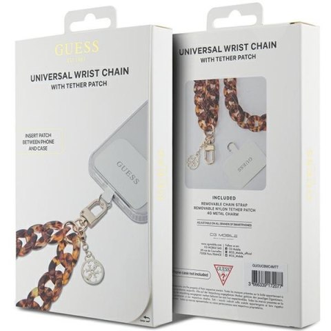 Guess pasek GUOUCBMC4MT brązowo-złoty HDSP PU Saffiano Chain Strap 4G Charm Guess pasek GUOUCBMC4MT brązowo-złoty HDSP PU Saffiano Chain Strap 4G Charm