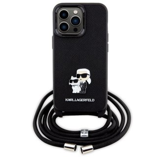 Karl Lagerfeld nakładka do iPhone 13 Pro 6,1" KLHCP13LSAKCPSK czarna HC Saffiano KC Metal Pin Crossbody