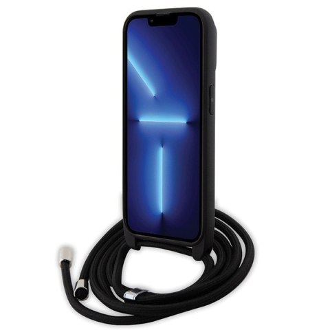Karl Lagerfeld nakładka do iPhone 14 Pro 6,1" KLHCP14LSAKCPSK czarna HC Saffiano KC Metal Pin Crossbody