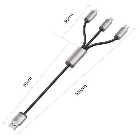 TECH-PROTECT ULTRABOOST 3IN1 LIGHTNING & TYPE-C & MICRO-USB CABLE 3.5A 100CM GREY
