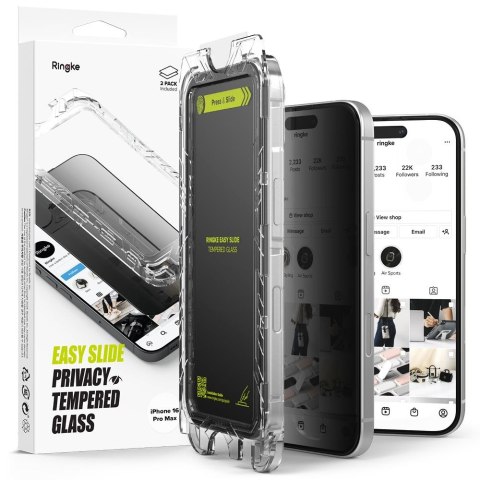 SZKŁO PRYWATYZUJĄCE RINGKE EASY SLIDE 2-PACK IPHONE 16 PRO MAX PRIVACY
