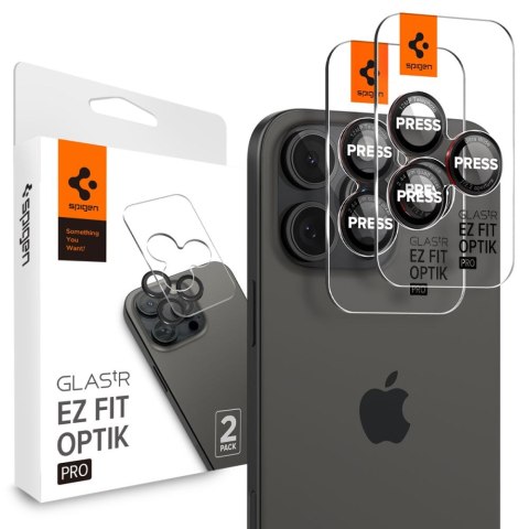 OSŁONA APARATU SPIGEN OPTIK PRO L-SERIES GLAS.TR "EZ FIT" CAMERA PROTECTOR 2-PACK IPHONE 14 PRO / MAX / 15 PRO / MAX / 16 PRO / 