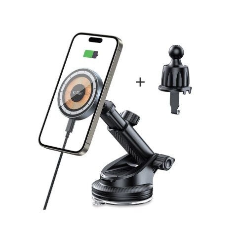 TECH-PROTECT MM15W-V5 MAGNETIC MAGSAFE DASHBOARD & VENT CAR MOUNT WIRELESS CHARGER 15W BLACK/INTERIOR