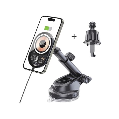 TECH-PROTECT MM15W-V6 MAGNETIC MAGSAFE DASHBOARD & VENT CAR MOUNT WIRELESS CHARGER 15W BLACK/INTERIOR