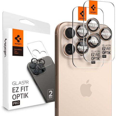 OSŁONA APARATU SPIGEN OPTIK PRO GLAS.TR "EZ FIT" CAMERA PROTECTOR 2-PACK IPHONE 16 PRO / MAX / 17 PRO / MAX DESERT TITANIUM