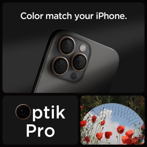 OSŁONA APARATU SPIGEN OPTIK PRO GLAS.TR "EZ FIT" CAMERA PROTECTOR 2-PACK IPHONE 16 PRO / MAX / 17 PRO / MAX DESERT TITANIUM