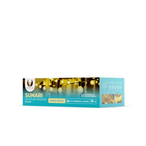 Forever Light Girlanda solarna LED SUNARI FLS-120 5,5m + 10 żarówek G40 przezroczysta IP44