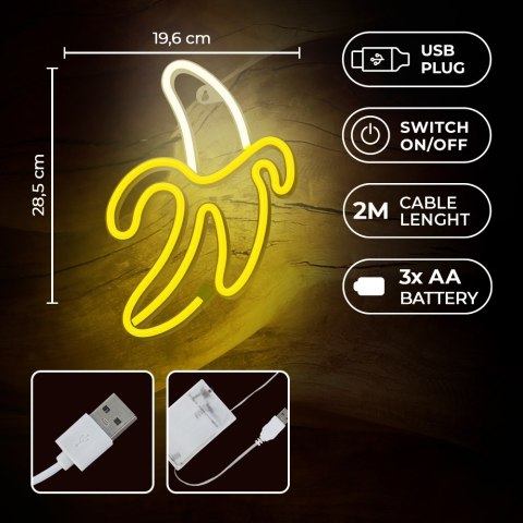 Neon LED BANAN biały żółty Bat + USB FLNE10 Forever Light